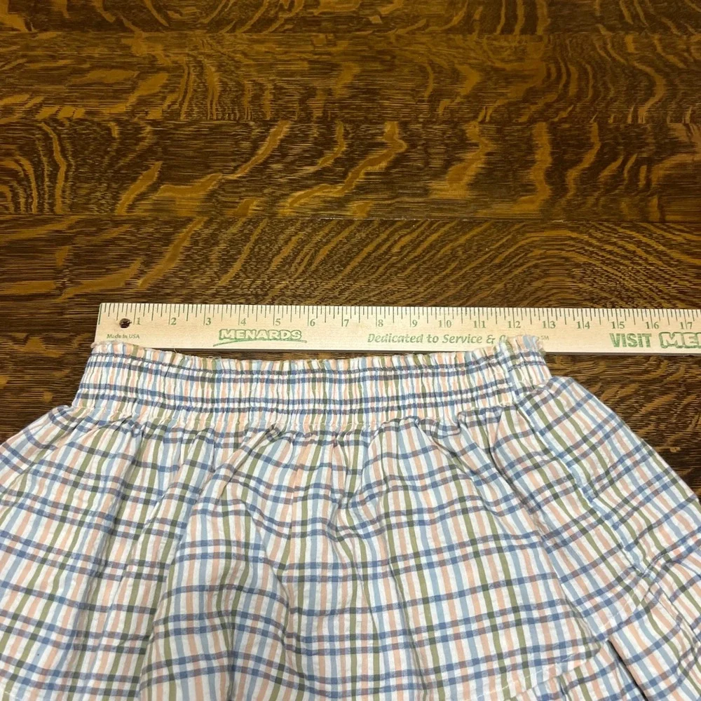Aerie Skirt Womens Small Multicolor Plaid Tiered Ruffle Smocked Cotton Modal
